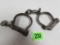 Early Antique Hiatt Cast Iron Handcuffs