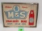 Vintage Ca. 1950's M&s Soda Tin Sign 10 X 14