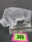 Stunning Signed Lalique Crystal Frosted Bison Paperweight