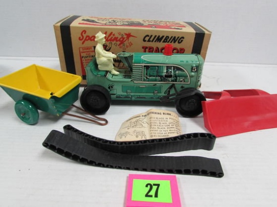 Outstanding Ca. 1950's Marx Tin Wind-up Tractor Set Nos Mib