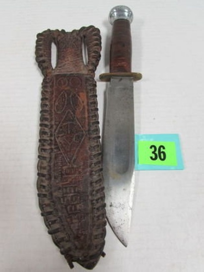 Antique Wwii Era Marbles Gladstone, Mi 11" Fighting Knife In Sheath