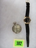 Lot Of (2) 14k Gold Watches, Inc. Illinois Time King, Herman Duval Automatic (as Is)