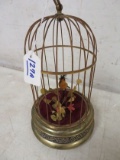 Excellent Ca. 1950's-60's Wind Up Singing & Moving Bird In Cage Automaton