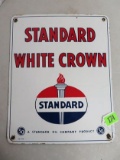 Original Standard White Crown Porcelain Pump Plate Sign