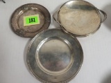 Collection Of 3 Sterling Silver Plates, 300g