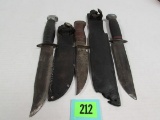 (3) Antique Wwii Era Fighting Knives/ Fixed Blade