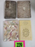 Collection Of 4 Antique Card Cases, Inc. Mother Of Pearl, Sterling Silver