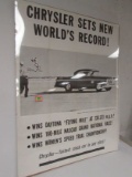 Rare 1956 Chrysler World Record Daytona Flying Mile Poster 38 X 51