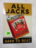 Original 1930s-1940s All Jacks Cigarettes Metal Advertising Sign