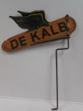 Antique Dekalb Seed Corn Dbl. Sided Tin Sign On Orig. Mounting Bracket