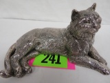 Beautiful Sterling Silver Cat Sculpture Paperweight, 205g