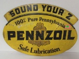 Dated 1946 Pennzoil Dbl. Sided Metal Sign 22 X 31