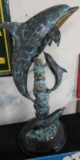 Beautiful San Pacific International Gallery Brass Dolphin Sealife Sculpture On Marble Base