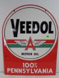 Ca. 1950's Veedol Motor Oil Ds Metal Tombstone Sign 26.5 X 34.5