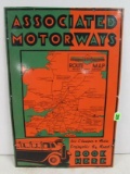 Outstanding 1930s Associated Motorways Porcelain Sign, Art Deco Bus Graphics