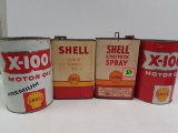 (4) Vintage Shell Motor Oil 1 & 2 Gallon Cans