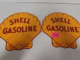 Excellent Pair Contemporary Shell Porcelain Gas Pump Plate Signs