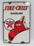 Dated 1940 Texaco Fire Chief Porcelain Gas Pump Plate Sign 12 X 18