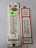 Lot Of 2 Antique Koegel's Fine Meats Advertising Thermometers