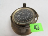 Antique Longines Ship's Chronometer In Heavy Brass Stand