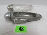 (2) Rare Antique Los Angeles Blimp Glass Candy Containers