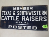 Dated 1948 Texas Cattle Raisers Porcelain Membership Sign