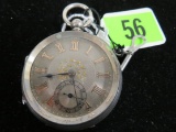 Antique 800 Silver English Key Wind Pocket Watch, Maker Unknown.