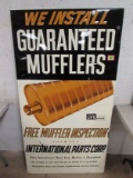 Vintage 1950's/60's International Parts Corp. Free Muffler Inspection Embossed Metal Sign