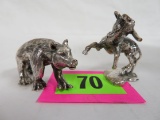 Lot Of 2 Cartier Sterling Silver Figural Animals, Inc. Bear And Bull (120g)