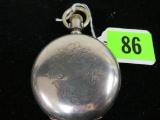 Antique Ja Leith (bay City, Mi) Key Wind Pocket Watch W/ Coin Silver Case