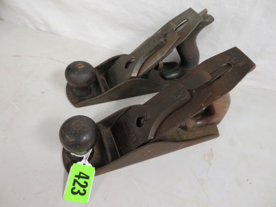 Lot of 2 Antique Stanley /Bailey No. 4 Wood Working Smoothing Bench Planes