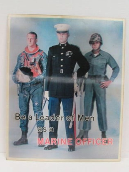 Vintage USMC Marine Corps Vietnam Era 3-D Lenticular Sign 18 x 23"