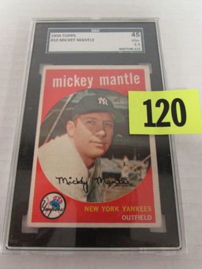 1959 Topps #10 Mickey Mantle Sgc 45 (3.5 Vg+)