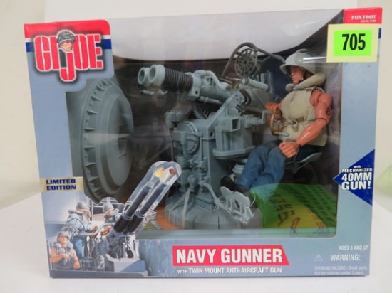 Hasbro Gi Joe Navy Gunner W/ Twin Mount Anti-aircraft Gun, Mib