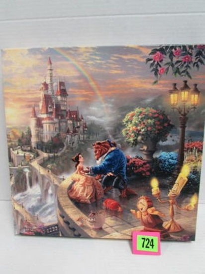 Thomas Kinkade Disney Beauty And The Beast Art On Canvas 14 X 14"