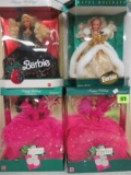 Lot Of 4 Mattel Holiday Barbie Dolls Mib
