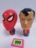 (2) Vintage 1970's Superman & Spiderman Squirt Gun Figures