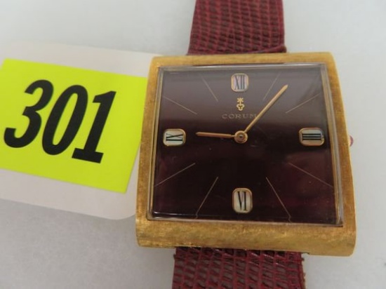 Vintage Corum 18K Gold Buckingham Men's Wrist Watch