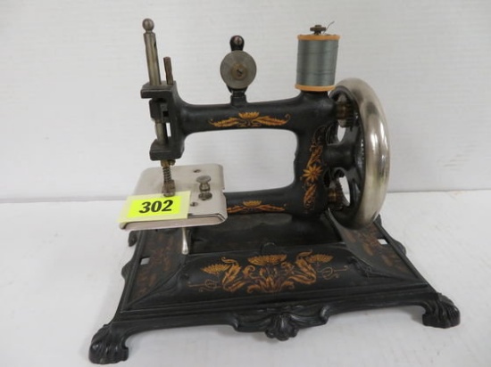 Antique German Cast Iron Childs Hand Crank Sewing Machine