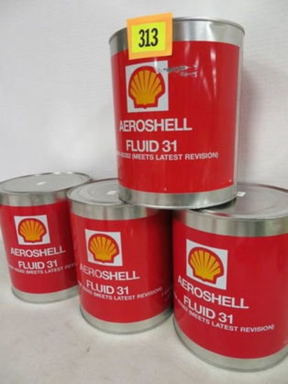 Grouping of 4 AeroShell and Shell Motor Oil 1 Gal NOS Oil Cans