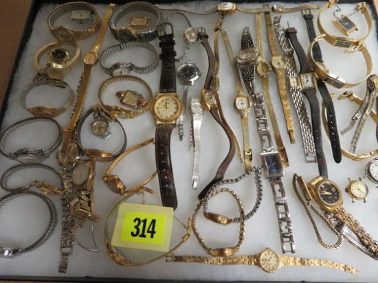 Case Lot of 50 Assorted Antique & Vintage Ladies Wrist Watches