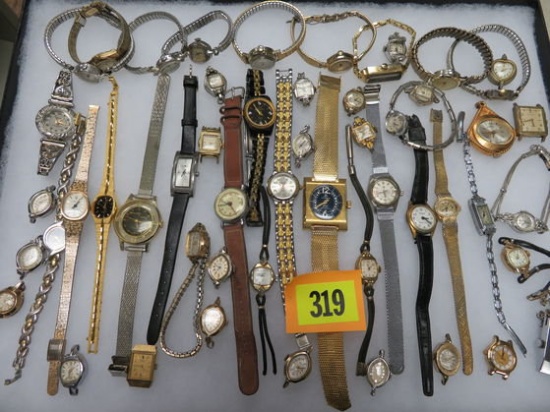 Case Lot of 50 Assorted Antique & Vintage Watches and Time Pieces