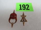 (2) 1920's College Fraternity 14k Gold Charms (total Wt. 6.85 Grams)