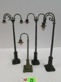 (4) Antique Lionel Standard Gauge Lamp Posts- Cast Iron Bases