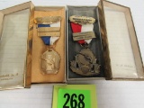 (2) Vintage Us Navy & Police Pistol League Shooting Medals