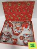 Antique Japan Porcelain Childs Tea Set In Orig. Box