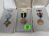 (3) Vintage Us Medals Air Force Cross, Air Medal, Navy Cross, In Orig. Boxes