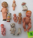 Group Of 10 Porcelain Occupied Japan Figures, Inc. Babies And Dogs