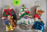 Walt Disney Radko Blown Glass Christmas Ornaments (group Of 3)