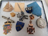 Grouping Of Antique Pins, Medals Etc. Incl. 10k Gold